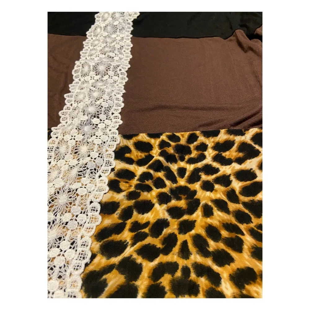 NWOT Black, Brown and Leopard Tunic, Size XL - Picture 5 of 5